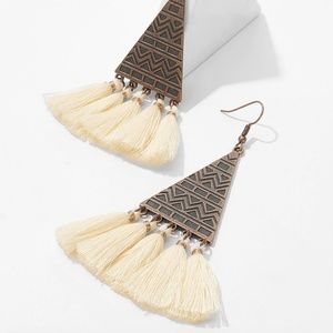 EMILY Cream Tassel Fringe Boho Earring